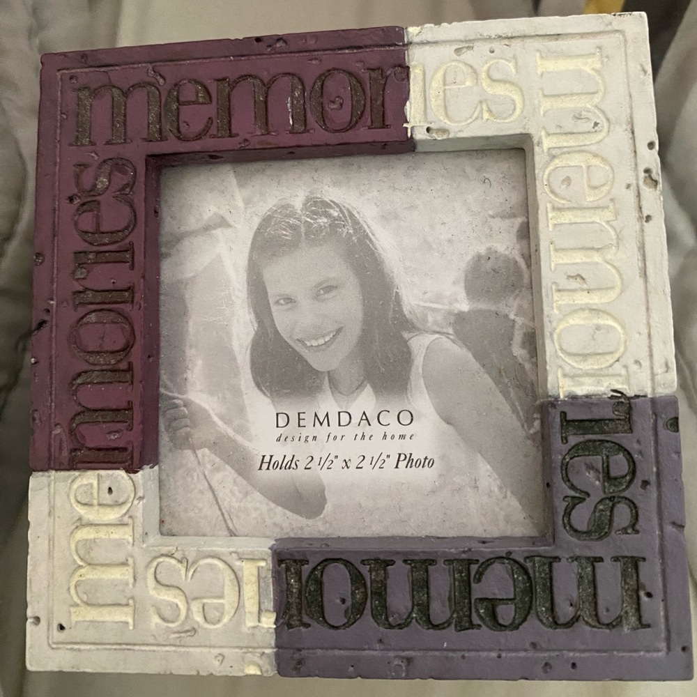 Demdaco Purple and White Memories Photo Frame